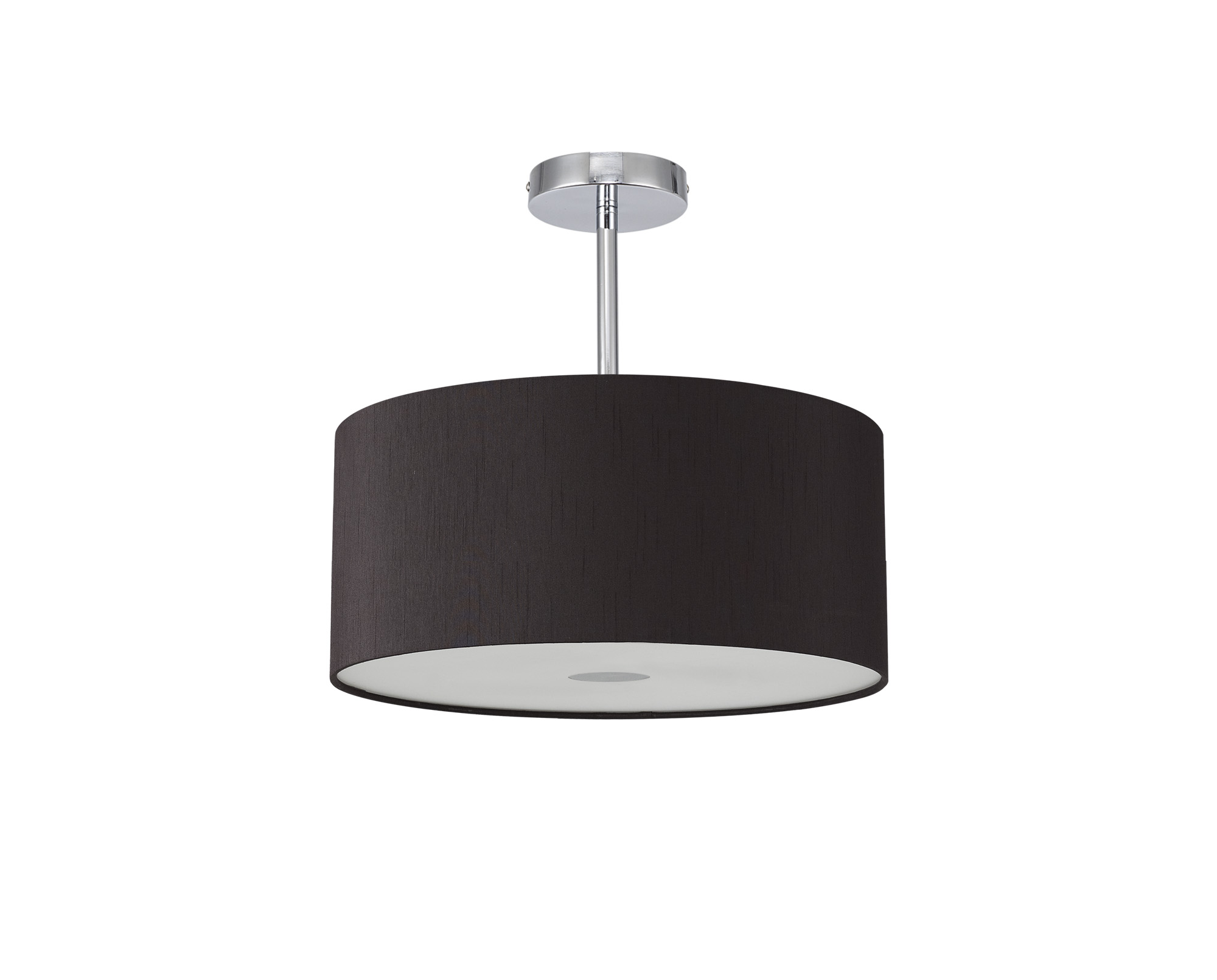 Baymont 40cm Semi Flush 1 Light Polished Chrome, Black, Frosted Diffuser DK0101  Deco Baymont